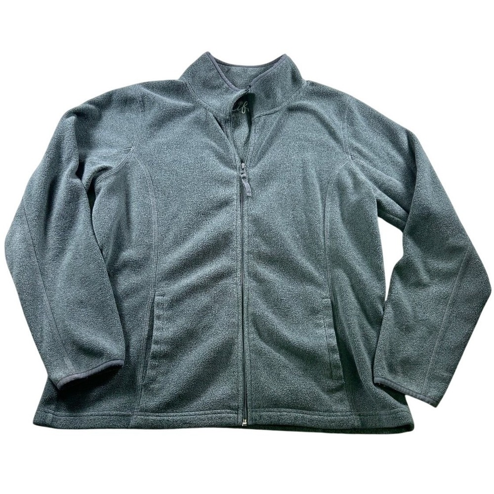 Made for Life Solid Fleece Jacket L Gray Full Zip Mock Neck Gorpcore Hiking Cozy